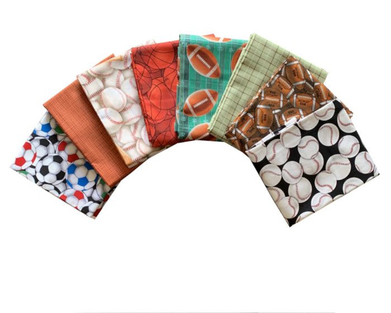 Sports 8-piece Cotton Fabric Fat Quarter Bundle | Sewing | Crafting | Quilting